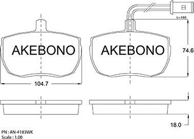 Akebono AN-4183WKE - Kit de plaquettes de frein, frein à disque cwaw.fr