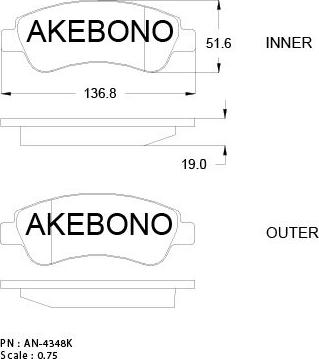 Akebono AN-4348K - Kit de plaquettes de frein, frein à disque cwaw.fr