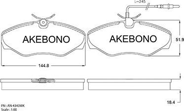 Akebono AN-4343WKE - Kit de plaquettes de frein, frein à disque cwaw.fr