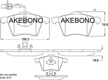 Akebono AN-4363WKE - Kit de plaquettes de frein, frein à disque cwaw.fr