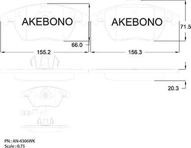 Akebono AN-4306WKE - Kit de plaquettes de frein, frein à disque cwaw.fr