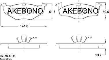 Akebono AN-4314K - Kit de plaquettes de frein, frein à disque cwaw.fr