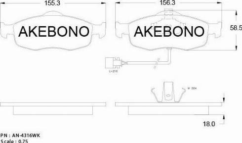 Akebono AN-4316WK - Kit de plaquettes de frein, frein à disque cwaw.fr