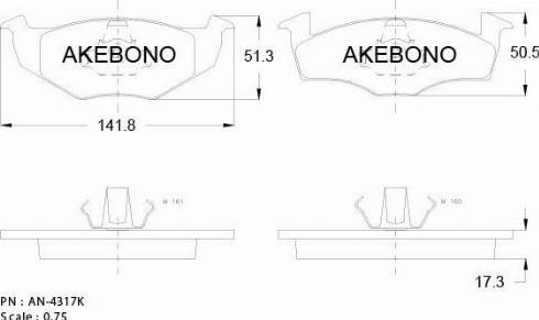 Akebono AN-4317KE - Kit de plaquettes de frein, frein à disque cwaw.fr