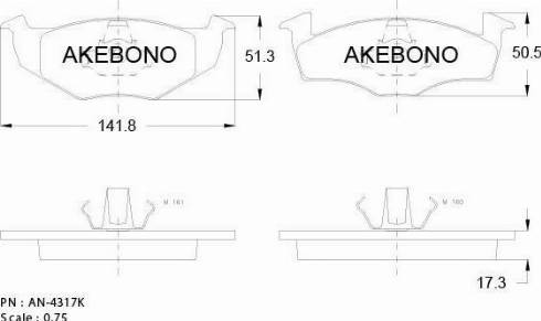 Akebono AN-4317K - Kit de plaquettes de frein, frein à disque cwaw.fr