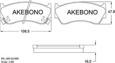 Akebono AN-431WK - Kit de plaquettes de frein, frein à disque cwaw.fr