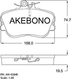 Akebono AN-4384K - Kit de plaquettes de frein, frein à disque cwaw.fr