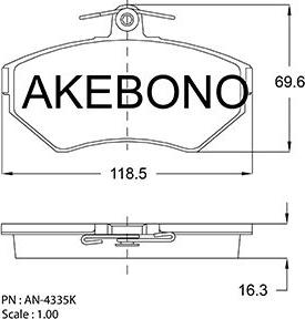 Akebono AN-4335KE - Kit de plaquettes de frein, frein à disque cwaw.fr