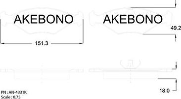 Akebono AN-4331K - Kit de plaquettes de frein, frein à disque cwaw.fr