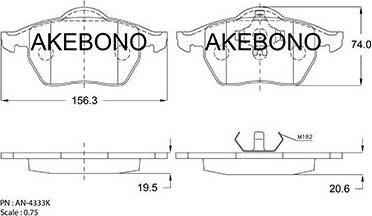 Akebono AN-4333KE - Kit de plaquettes de frein, frein à disque cwaw.fr