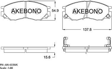 Akebono AN-433WKE - Kit de plaquettes de frein, frein à disque cwaw.fr