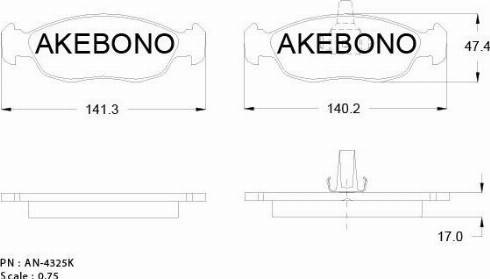 Akebono AN-4325KE - Kit de plaquettes de frein, frein à disque cwaw.fr