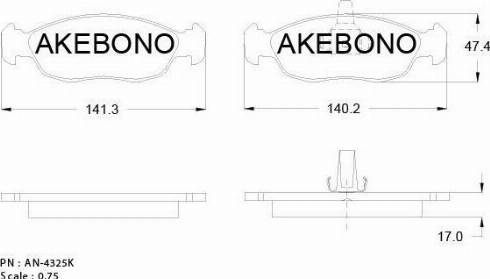 Akebono AN-4325K - Kit de plaquettes de frein, frein à disque cwaw.fr