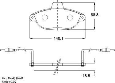 Akebono AN-4326WKE - Kit de plaquettes de frein, frein à disque cwaw.fr