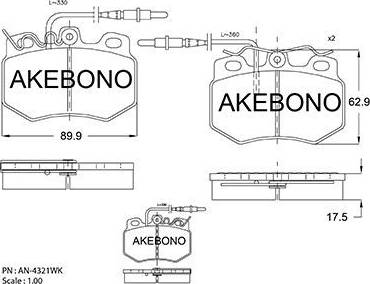 Akebono AN-4321WK - Kit de plaquettes de frein, frein à disque cwaw.fr