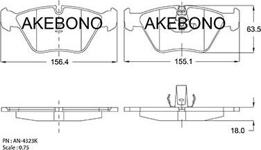 Akebono AN-4323KE - Kit de plaquettes de frein, frein à disque cwaw.fr