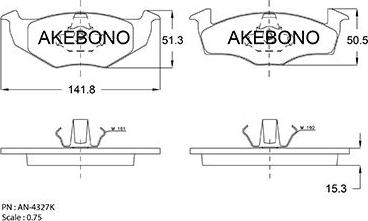 Akebono AN-4327K - Kit de plaquettes de frein, frein à disque cwaw.fr