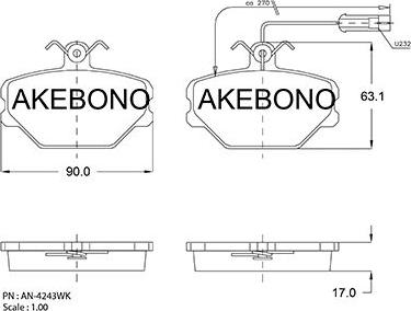 Akebono AN-4243WK - Kit de plaquettes de frein, frein à disque cwaw.fr