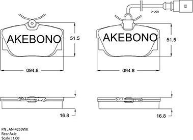 Akebono AN-4259WKE - Kit de plaquettes de frein, frein à disque cwaw.fr