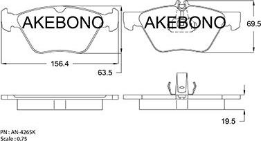 Akebono AN-4265K - Kit de plaquettes de frein, frein à disque cwaw.fr