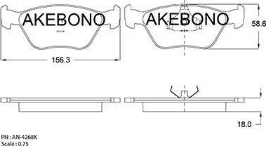 Akebono AN-4268K - Kit de plaquettes de frein, frein à disque cwaw.fr