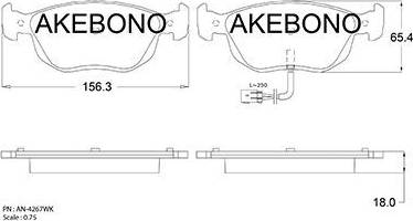 Akebono AN-4267WK - Kit de plaquettes de frein, frein à disque cwaw.fr