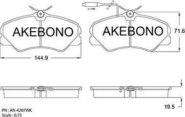 Akebono AN-4207WK - Kit de plaquettes de frein, frein à disque cwaw.fr