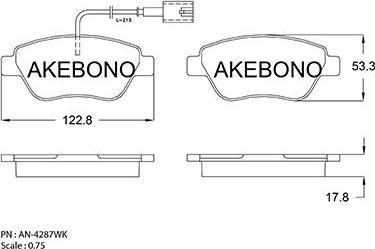 Akebono AN-4287WKE - Kit de plaquettes de frein, frein à disque cwaw.fr