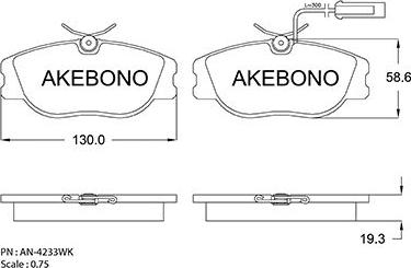 Akebono AN-4233WKE - Kit de plaquettes de frein, frein à disque cwaw.fr