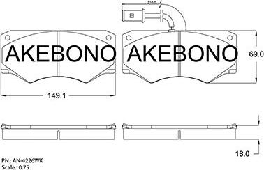 Akebono AN-4226WK - Kit de plaquettes de frein, frein à disque cwaw.fr