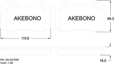 Akebono AN-4227WK - Kit de plaquettes de frein, frein à disque cwaw.fr