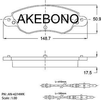 Akebono AN-4274WKE - Kit de plaquettes de frein, frein à disque cwaw.fr