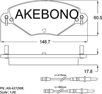 Akebono AN-4272WK - Kit de plaquettes de frein, frein à disque cwaw.fr