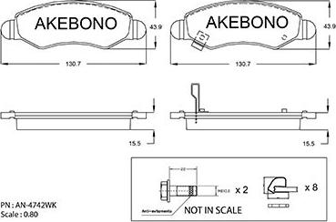 Akebono AN-4742WKE - Kit de plaquettes de frein, frein à disque cwaw.fr