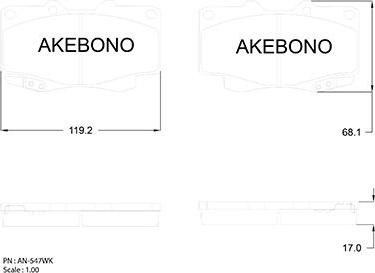 Akebono AN-547WK - Kit de plaquettes de frein, frein à disque cwaw.fr