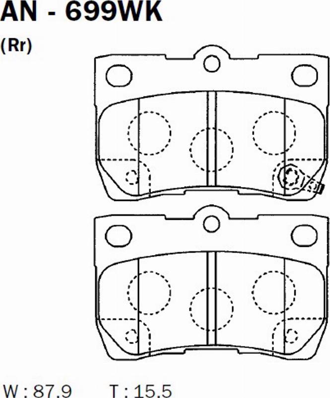 Akebono AN-699WK - Kit de plaquettes de frein, frein à disque cwaw.fr