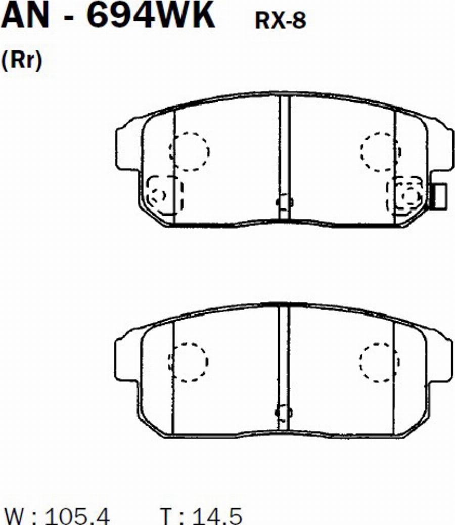 Akebono AN-694WK - Kit de plaquettes de frein, frein à disque cwaw.fr