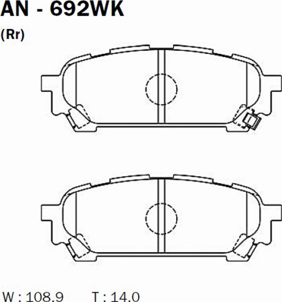 Akebono AN-692WK - Kit de plaquettes de frein, frein à disque cwaw.fr