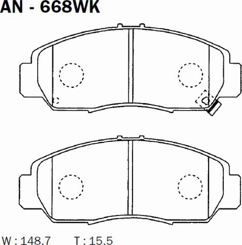 Akebono AN-668WK - Kit de plaquettes de frein, frein à disque cwaw.fr