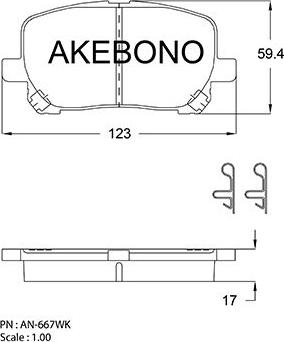 Akebono AN-667WK - Kit de plaquettes de frein, frein à disque cwaw.fr