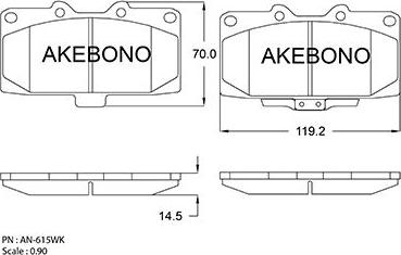 Akebono AN-615WKE - Kit de plaquettes de frein, frein à disque cwaw.fr