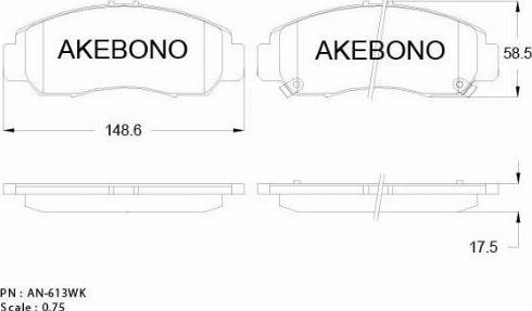 Akebono AN-613WK - Kit de plaquettes de frein, frein à disque cwaw.fr