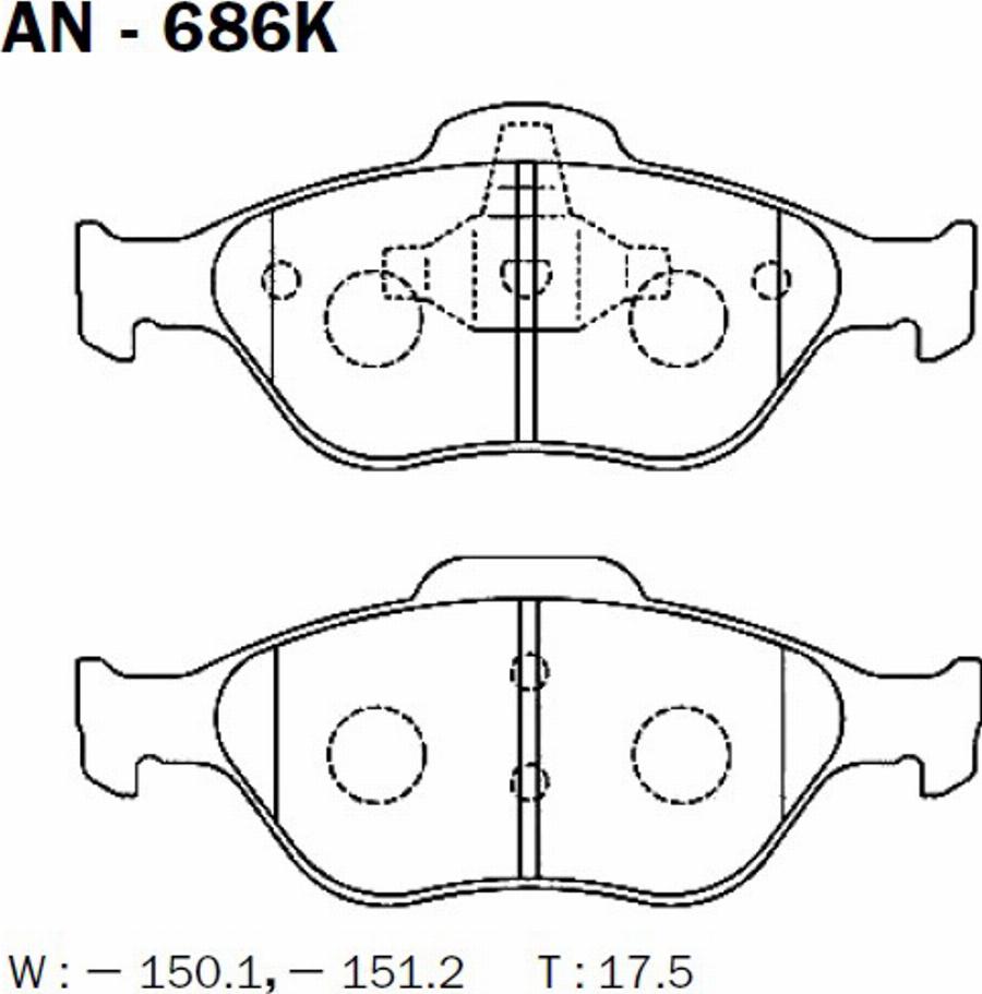 Akebono AN-686K - Kit de plaquettes de frein, frein à disque cwaw.fr