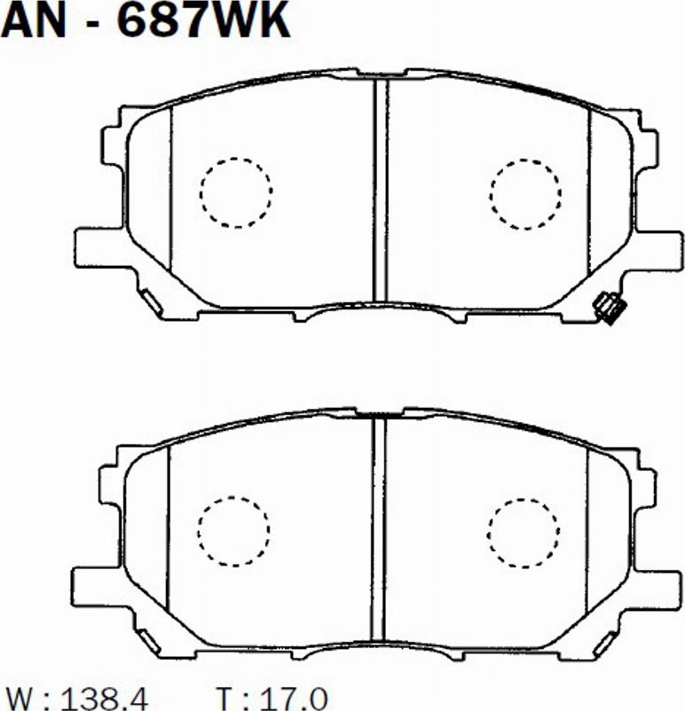 Akebono AN-687WK - Kit de plaquettes de frein, frein à disque cwaw.fr