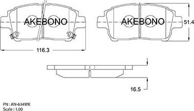 Akebono AN-634WK - Kit de plaquettes de frein, frein à disque cwaw.fr