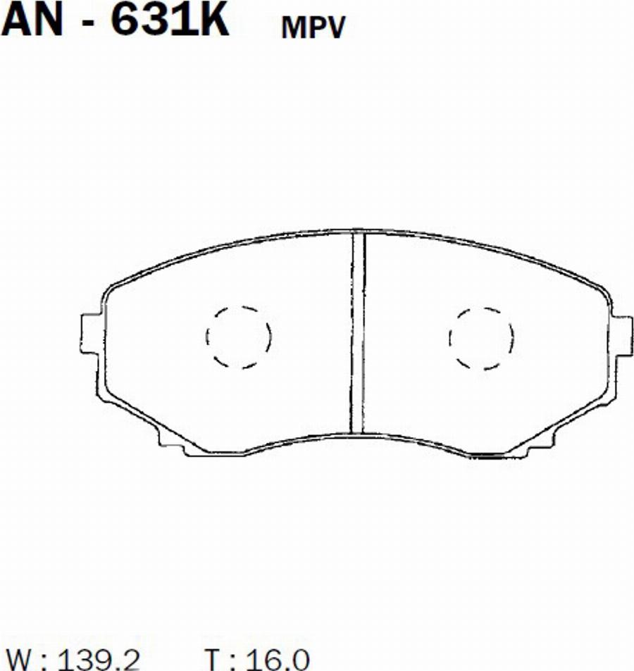 Akebono AN-631K - Kit de plaquettes de frein, frein à disque cwaw.fr