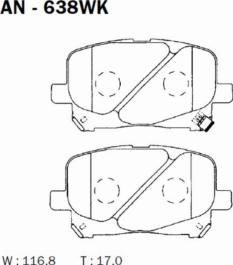 Akebono AN-638WK - Kit de plaquettes de frein, frein à disque cwaw.fr