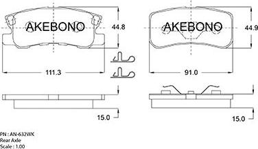 Akebono AN-632WK - Kit de plaquettes de frein, frein à disque cwaw.fr