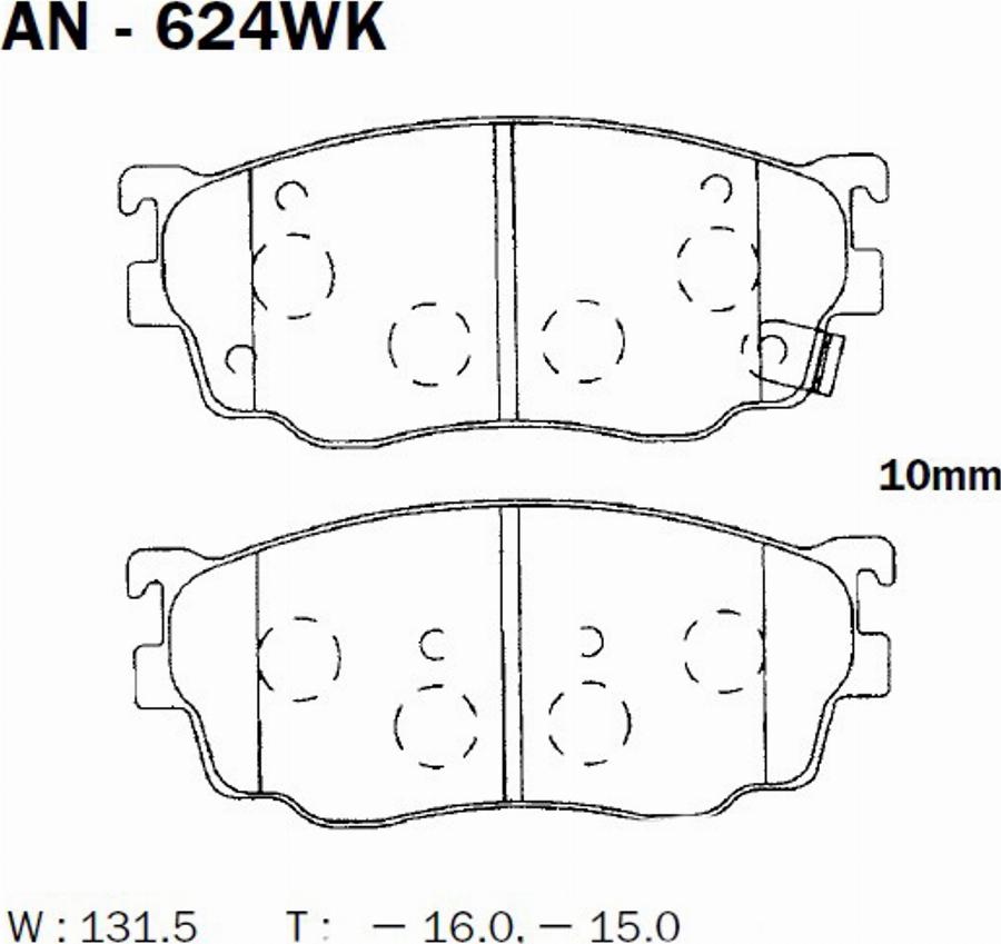 Akebono AN624WK - Kit de plaquettes de frein, frein à disque cwaw.fr