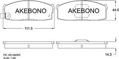 Akebono AN-088WKE - Kit de plaquettes de frein, frein à disque cwaw.fr